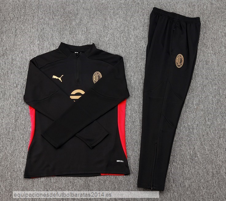 Nuevo Conjunto Completo Sudadera Entrenamiento AC Milan 24/25 Negro Baratas